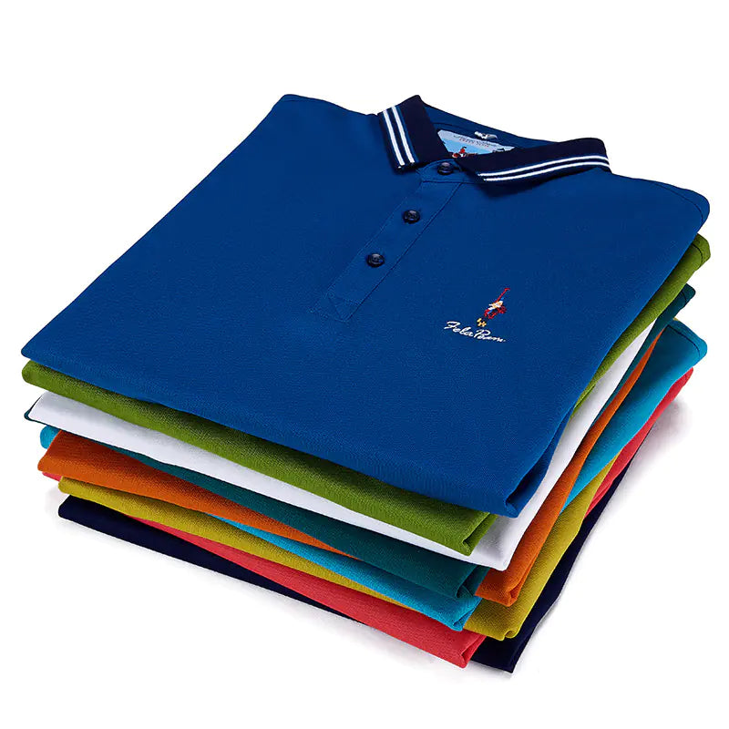 Rego Men's Business Polo Shirt - Summer Solid Color T-shirt