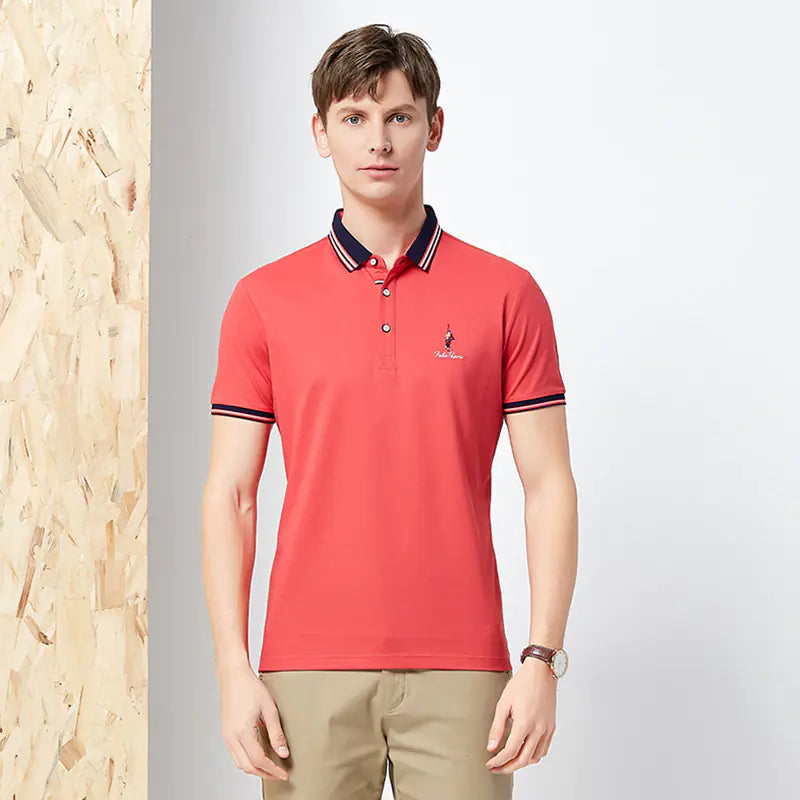 Rego Men's Business Polo Shirt - Summer Solid Color T-shirt