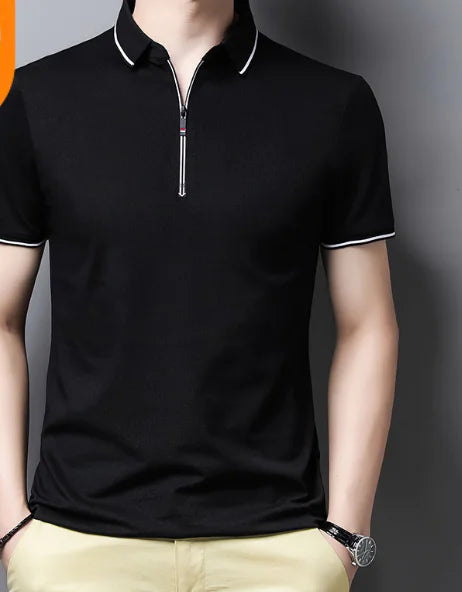 Men's Polo Shirt with Zipper/Casual T-Shirt (One Piece)