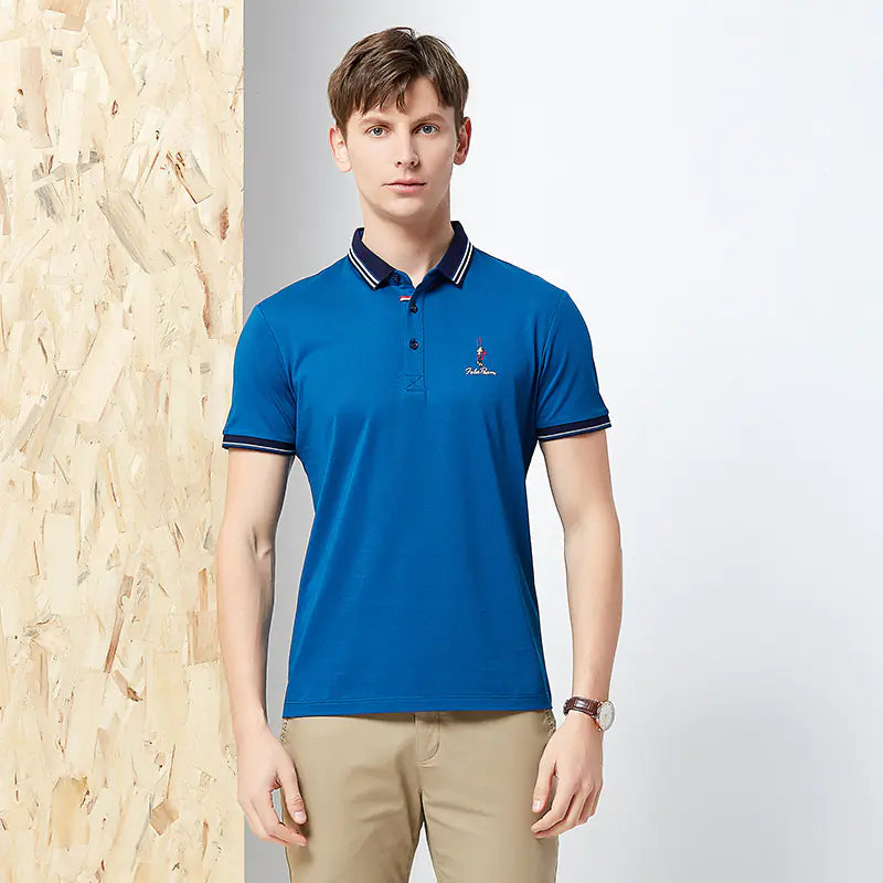 Rego Men's Business Polo Shirt - Summer Solid Color T-shirt