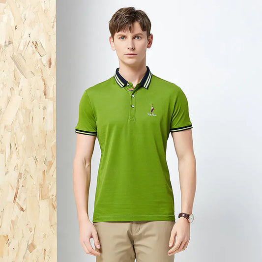 Rego Men's Business Polo Shirt - Summer Solid Color T-shirt